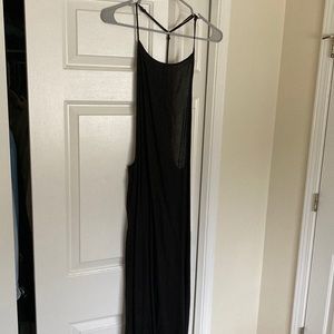 Black t back maxi dress with lace detail